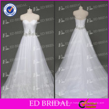 ED Bridal Elegante Strapless Frisado Sash A-Line Lace Appliqued Vestido De Noiva Vestido De Noiva